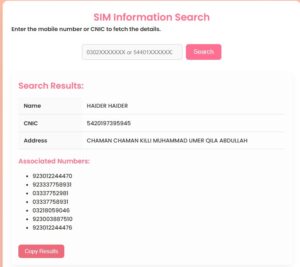 SIM Ownership Details in Pakistan 